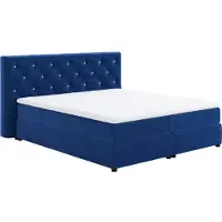 Cotta Boxspringbett "Castle", blau (navy blau), B:207cm L:222cm, 100% Polyester (PES), Komplettbetten, Boxspringbett, mit Strasssteinen im Kopfteil, inkl. Topper