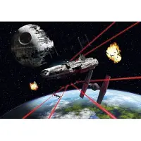 Overig Fototapete "STAR WARS Millennium Falcon - Größe 368 x 254 cm", schwarz (schwarz, rot), B:368m L:254m, Papier, Tapeten, Fototapete, Kinderzimmer