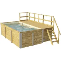 Weka Massivholzpool 595 Gr. 1, Folie Sand/Mosaic, inkl. Technikraum/Sonnendeck und Sandfilteranlage, 6 Metallstützen, Farbe:kdi