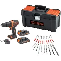 Black & Decker 18-V-Akku-Schlagbohrmaschine BDCHD18C2TA-QW mit 2 x 18-V-Akkus – 30 Zubehörteile