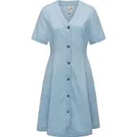 Ragwear Sommerkleid "Sommerkleid Kveeda Denim", Damen, Gr. XS, N-Gr, blau (light blau denim), Obermaterial: 60% Baumwolle CO. 40% Viskose CV., Kleider Sommerkleid