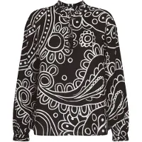 Seidensticker Klassische Bluse "Schwarze Rose", Damen, Gr. XXL (44), schwarz, 100% Leinen, Paisley, regular fit, Rundhals, Blusen Klassische Bluse, 1/1 Rundhals Paisley