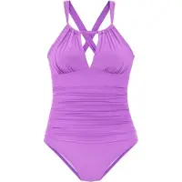 s.Oliver Badeanzug , Damen, Gr. 42, Cup A/B, lila, Microfaser, Polyamid, unifarben, Badeanzüge Badeanzug, mit besonderem Schnitt