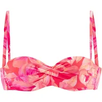 s.Oliver Bügel-Bandeau-Bikini-Top "Jayce", Damen, Gr. 40, Cup C, rosa (pfirsich bedruckt), Recycling-Polyamid, bedruckt, Bikini-Oberteile Bügel-Bandeau-Bikini-Top, 4 Tragevarianten