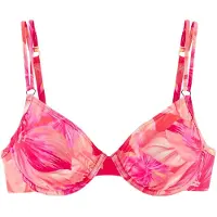 s.Oliver Bügel-Bikini-Top "Jayce", Damen, Gr. 38, Cup D, rosa (pfirsich bedruckt), Recycling-Polyamid, bedruckt, Bikini-Oberteile Bügel-Bikini-Top, mit goldfarbigen Zierringen