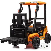 Vrooomy JCB Gabelstapler Kinder Elektroauto 12V (2–6 Jahre) – Offiziell lizenziert, mit Fernbedienung, funktionaler Gabel & Palette – Kinder Elektrofahrzeug – Gelb
