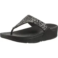FitFlop Zehentrenner "LULU CRYSTAL", Damen, Gr. 41, schwarz, Textil, Glitzer, Schuhe Zehentrenner, Sandale, Pantolette mit Schmucksteine