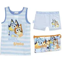 Bluey Pyjama & Kulturtasche Set, Hellblau, 110-116