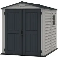 Duramax VCM Kunststoff Gartenhaus 186x190 Geräteschuppen Garten Gerätehaus Drehtüren, H. 213 x B. 186 x T. 190 cm