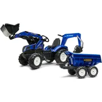Falk New Holland Trettraktor mit Anhänger, Blau