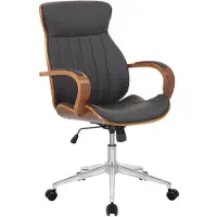 CLP Bürostuhl ergonomisch Melilla, Höhenverstellbar und Drehbar, mit kippbarer Rückenlehne und Armlehnen aus Kunstleder, Schreibtischstuhl, Farbe: walnuss/braun