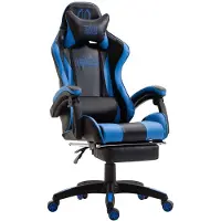 CLP Gaming Bürostuhl IGNITE mit Kunstlederbezug I Schreibtischstuhl mit Armlehnen I verstellbarer Drehstuhl im sportlichen Design, Farbe: schwarz/blau