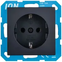 ION Industries Steckdose Unterputz 1-fach mit Schutzkontakt - Mattschwarz - Max. 3680W - IP20 Schutzklasse - - Steckdose für Innenbereich - 71x71x32 mm