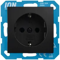 ION Industries E1 Steckdose - Unterputz - 1-fach - Schutzkontakt - Mit Berührungsschutz - IP20 - Bis 3680W - Matt Schwarz - 71x71x32 mm - Für Innenbereich - Horizontale Montage