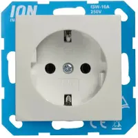 ION Industries E1 Unterputz Steckdose 1-fach mit Schutzkontakt - Alpinweiß Design - CE Kennzeichnung - 16A/250V - IP20 Schutzklasse - - Steckklemme Montage