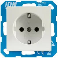 ION Industries V1/J1 Steckdose - Unterputz - 1-fach - Schutzkontakt - Mit Berührungsschutz - Sicherer Anschluss für Wand oder Möbel - Für den Innenbereich - Breite 81 mm - Alpinweiß matt
