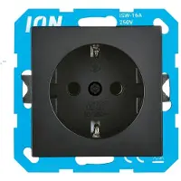 ION Industries Steckdose Unterputz 1-fach mit Schutzkontakt und Berührungsschutz - Kindersicher - Schlichtes Design - Mattschwarz - IP20 - Max. 3680 Watt - 16A/250V