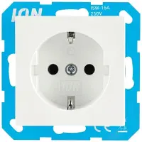 ION Industries Steckdose Unterputz 1-fach mit Schutzkontakt - Alpin Weiß - 16A 250V - IP20 Schutzklasse - - Max. 3680W - Für Innenbereich - 71x71x32 mm
