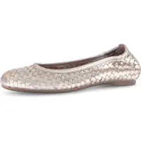 Gabor Ballerina , Damen, Gr. 37, ungefüttert, gold (goldfarben), Glattleder, geflochten, metallic, Schuhe Ballerina, Schlupfschuh, Frühlingsschuh, Businessschuh mit tollem Flechtmuster