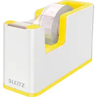 Leitz Klebefilmabroller WOW, ergonomisch, für Klebebandrollen mit B 19 mm x L 33 m, inkl. Klebeband, ABS-Kunststoff, weiß/gelb