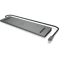 Icy Box IB-DK2106-C, Kabelgebunden, USB 3.2 Gen 1 (3.1 Gen 1) Type-C, 100 W, 3,5 mm, 10,100,1000 Mbit/s, Anthrazit, Schwarz
