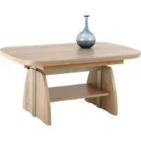 Hela Funktionscouchtisch Colin oval - Sonoma Eiche - höhenverstellbar mit Lift und ausziehbar - großer Ablageboden - Maß 108x53x67 cm