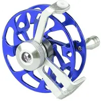 König Design Angelrolle Eisfischen Fliegenrolle Spinning 65 mm Aluminium Blau
