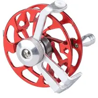 König Design Angelrolle Eisfischen Fliegenrolle Spinning 65 mm Aluminium Rot