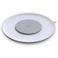 Kalb Material für Möbel kalb | QI-Tischladegerät UFO, Drahtloses Laden, Dimmbare Ambientebeleuchtung, 183x183x23mm, Weiß - Qi-