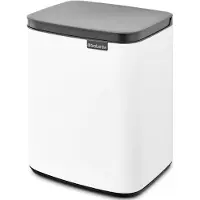 Brabantia Bo Waste Bin, 7 l, Rechteckig, Stahl, Schwarz, Weiß, Stahl, Manuell