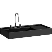 Laufen Kartell Waschtisch, Ablage rechts, 1 Hahnloch, ohne Überlauf, 900x460mm, H8103380201111, Farbe: Schwarz glänzend