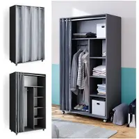 Vicco Kleiderschrank Doros Grau 100 x 168 cm mit Rollen, Model 40593