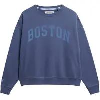 Superdry für Damen. W2012443A Athletic Essentials Marinefarbenes Sweatshirt mit Rundhalsausschnitt und loser Passform (XS), Lässig, Baumwoll