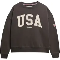 Superdry für Damen. W2012443A Athletic Essentials Lose Passform Rundhalsausschnitt Sweatshirt dunkelgrau (XL), Lässig, Baumwolle