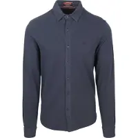 Superdry für Herren. M4011000A Vintage getragenes marineblaues Piqué-Hemd (XXL), Lässig, Baumwolle, Langarm