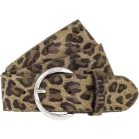 Mustang Ledergürtel "Amy", Damen, Gr. 80, braun (taupe, schwarz braun), Rindsleder, Gürtel Ledergürtel, mit floralem oder Animal-Design, 4 cm breit