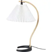 Gubi Tischleuchte Timberline, holz/weiß, Leinen, H 50 cm