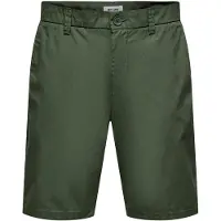 Only & Sons Chinoshorts "ONSKAL CHINO 0287 SHORTS CS", Herren, Gr. S, N-Gr, grün (beetle), Web, Obermaterial: 100% Baumwolle, unifarben, slim fit, Hosen Chinoshorts