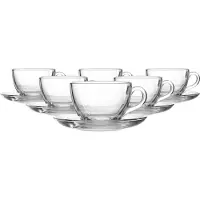 Ritzenhoff & Breker Tasse "Cappuccino-Set Barista 220 ml 6er Set transparent", bunt (transparent), B:14,5cm H:10cm, Glas, Trinkgefäße, Tasse, Spülmaschinenfest