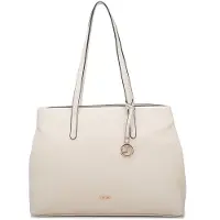 L.credi Shopper Tasche Polly aus Polyurethan, Creme, ca. 39 cm x 29 cm x 12 cm