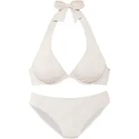 s.Oliver Bügel-Bikini "Naila", Damen, Gr. 42, Cup F, beige (creme), Microfaser, Polyamid, Strukturmuster, Bikini-Sets Bügel-Bikini, mit Struktur
