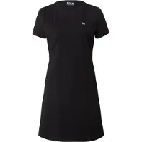 EA7 für Damen. 7W000084_AF12484 Kurzes Kleid aus schwarzem Stretch-Baumwollstrick (S), Lässig, Baumwolle, Kurzarm