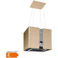 Klarstein Futurelight Smart Dunstabzugshaube freihängend - Abzugshaube Umluft mit 413m³/h Abluftleistung, Inselhaube Umluft mit LED-Beleuchtung, Edelstahl, gold