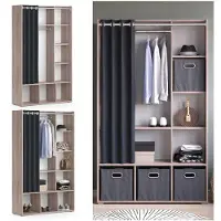 Vicco Kleiderschrank Luigi Sonoma 38 x 178.1 cm mit Vorhang-Kleiderstange, Model 40589