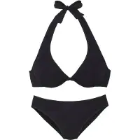 s.Oliver Bügel-Bikini "Naila", Damen, Gr. 40, Cup F, schwarz, Microfaser, Polyamid, Strukturmuster, Bikini-Sets Bügel-Bikini, mit Struktur