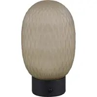 TRIO Leuchten LED Akku Tischleuchte Facette 564210115, Metall Schwarz matt, Glas grün, inkl. 1.5 Watt LED, USB-Anschluss, 4-fach Touch