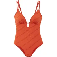 s.Oliver Badeanzug "Naila", Damen, Gr. 40, Cup A/B, orange, Microfaser, Polyamid, Strukturmuster, Badeanzüge Badeanzug, mit Struktur