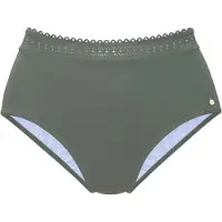 s.Oliver Bikini-Hose "Aiko", Damen, Gr. 42, N-Gr, grün (oliv), Microfaser, Microfaser, Polyamid, unifarben, Basic, Badehosen Bikini-Hose, mit Häkeloptik