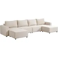 HOME DELUXE Modulares Schlafsofa VINA XXL, Beige - inkl. Stauraum | Cordsofa, Sofa mit Schlaffunktion, Couch