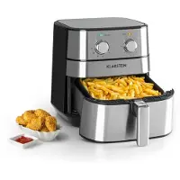 Klarstein AeroVital Heißluftfritteuse - Fritteuse, 1700 Watt, 5L Volumen, Temperatureinstellung, Timer, spülmaschinenfeste Teile, fettarmes, zeitsparendes Frittieren, Edelstahl, silber